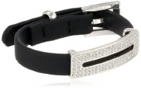 Kenneth Cole New York Bracelet Item Silver Pave Faux Leather Identification Bracelet, 6.5 Kenneth Cole New York Bracelet Item Silver Pave Faux Leather Identification Bracelet, 6.5