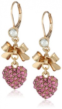 Betsey Johnson Iconic Pinkalicious Crystal Heart Drop Earrings Betsey Johnson Iconic Pinkalicious Crystal Heart Drop Earrings