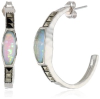 Judith Jack Waterfall Sterling Silver, Marcasite, Blue Opal Thin Hoop Earrings Judith Jack Waterfall Sterling Silver, Marcasite, Blue Opal Thin Hoop Earrings