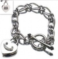 Juicy Couture Silver Tone Heart Padlock Starter Charm Bracelet w Heart Padlock Charm YJRU5212 Juicy Couture Silver Tone Heart Padlock Starter Charm Bracelet w Heart Padlock Charm YJRU5212