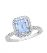 Effy Jewlery 14K White Gold Aquamarine & Diamond Ring, 1.66 TCW Ring size 7