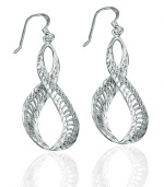 CleverEve Designer Series Diamond Textured Infinity .925 Sterling Silver Dangle Earrings - French Wire 40.00 x 19.00mm