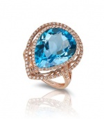 Effy Jewlery 14K Rose Gold Blue Topaz and Diamond Ring, 14.81 TCW Ring size 7