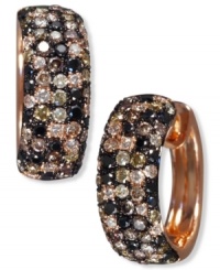 A sweetly shimmering mix. EFFY Collection's stunning hoop earrings are covered in round-cut black diamonds (3/8 ct. t.w.), cognac diamonds (1 ct. t.w.) and white diamonds (1/5 ct. t.w.). Set in 14k rose gold. Approximate diameter: 1/2 inch.