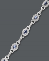 Royal sophistication. This oval link bracelet shines with the addition of oval-cut sapphires (2-5/8 ct. t.w.) and round-cut diamonds (1/4 ct. t.w.). Set in sterling silver. Approximate length: 7-1/2 inches. Royal sophistication. This oval link bracelet shines with the addition of oval-cut sapphires (2-5/8 ct. t.w.) and round-cut diamonds (1/4 ct. t.w.). Set in sterling silver. Approximate length: 7-1/2 inches.