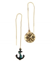 Discover new treasures! RACHEL Rachel Roy's eye-catching drop earrings feature a coin with star detail and an anchor with green accents. Crafted in worn gold tone and patina-plated mixed metal. Approximate drop: 2-1/2 inches and 2-1/4 inches. Discover new treasures! RACHEL Rachel Roy's eye-catching drop earrings feature a coin with star detail and an anchor with green accents. Crafted in worn gold tone and patina-plated mixed metal. Approximate drop: 2-1/2 inches and 2-1/4 inches.