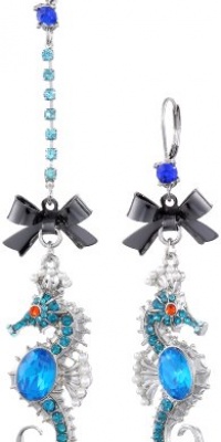 Betsey Johnson Iconic Blue Sea Sea Horse Mismatch Drop Earrings Betsey Johnson Iconic Blue Sea Sea Horse Mismatch Drop Earrings
