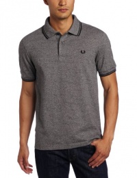 Fred Perry Men's Twisted Marl Twin Tipped Polo Shirt, Feather/Black/Black, Medium