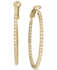 B. Brilliant Earrings, 18k Gold Over Sterling Silver, Cubic Zirconia Hoop Earrings B. Brilliant Earrings, 18k Gold Over Sterling Silver, Cubic Zirconia Hoop Earrings