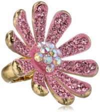 Betsey Johnson Flower Boost Pave Flower Stretch Ring, Size 7.5 Betsey Johnson Flower Boost Pave Flower Stretch Ring, Size 7.5