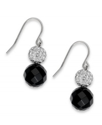 Intricately crafted in with bold color and topped with tons of sparkle, these sterling silver earrings feature faceted onyx (10 mm) and crystal balls. Approximate drop: 1 inch. Intricately crafted in with bold color and topped with tons of sparkle, these sterling silver earrings feature faceted onyx (10 mm) and crystal balls. Approximate drop: 1 inch.