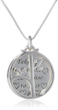 Sterling Silver Take Time To Breathe Take Time To Just Be and Be with Open Circle Tree Reversible Pendant Necklace, 18 Sterling Silver Take Time To Breathe Take Time To Just Be and Be with Open Circle Tree Reversible Pendant Necklace, 18