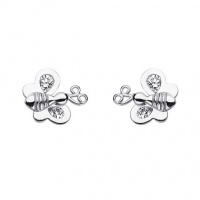 .925 Sterling Silver Rhodium Plated Butterfly CZ Stud Earrings with Screw-back for Children & Women .925 Sterling Silver Rhodium Plated Butterfly CZ Stud Earrings with Screw-back for Children & Women