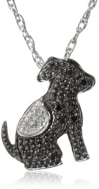 Sterling Silver Black and White Diamond Dog Pendant Necklace Sterling Silver Black and White Diamond Dog Pendant Necklace
