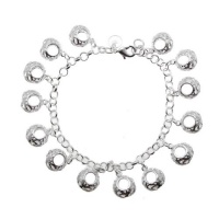 Oval Butterflies Hollow Charms Sterling Silver Plated Chain Bracelet 8 Oval Butterflies Hollow Charms Sterling Silver Plated Chain Bracelet 8