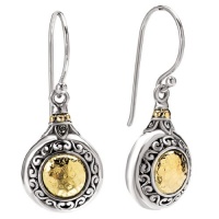 925 Silver Hammered Circle Dangle Earrings with 18k Gold Accents 925 Silver Hammered Circle Dangle Earrings with 18k Gold Accents