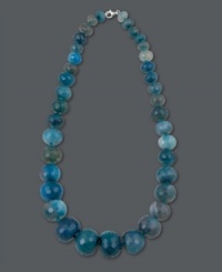 Splash yourself in color! Avalonia Road's Brasilian-inspired style is party perfect with its vibrant teal-colored fire agate beads (138-1/3 ct. t.w.), and chic, graduated design. Approximate length: 21 inches. Splash yourself in color! Avalonia Road's Brasilian-inspired style is party perfect with its vibrant teal-colored fire agate beads (138-1/3 ct. t.w.), and chic, graduated design. Approximate length: 21 inches.