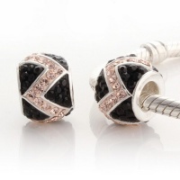 925 Sterling Silver Two Tone Black & Pink Swarovski Crystal Charms/beads for Pandora, Biagi, Chamilia, Troll and More Bracelet 925 Sterling Silver Two Tone Black & Pink Swarovski Crystal Charms/beads for Pandora, Biagi, Chamilia, Troll and More Bracelet