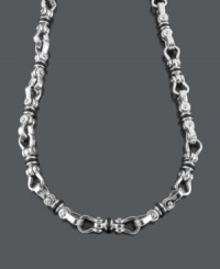 Let your style define you. This edgy men's necklace features a chic horseshoe link chain crafted in stainless steel with black rubber accents. Approximate length: 24 inches. Let your style define you. This edgy men's necklace features a chic horseshoe link chain crafted in stainless steel with black rubber accents. Approximate length: 24 inches.