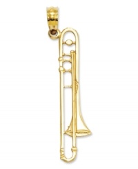 The perfect gift for the leader of the band. This intricate charm features a detailed trombone in 14k gold. Chain not included. Approximate length: 1-1/5 inches. Approximate width: 3/10 inch. The perfect gift for the leader of the band. This intricate charm features a detailed trombone in 14k gold. Chain not included. Approximate length: 1-1/5 inches. Approximate width: 3/10 inch.