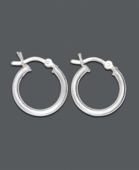 From day to night and season to season, these small sterling silver hoops won't lose their appeal. Approximate diameter: 5/8 inch. From day to night and season to season, these small sterling silver hoops won't lose their appeal. Approximate diameter: 5/8 inch.