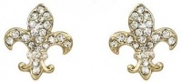 Cute Gold Plated Sparkling Crystal Embellished Fleur De Lis Stud 1/2 Stud Earrings Cute Gold Plated Sparkling Crystal Embellished Fleur De Lis Stud 1/2 Stud Earrings