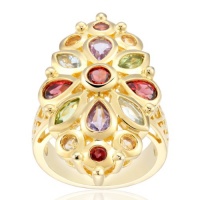18k Gold Over Sterling Silver Multi-Gemstone Kaleidoscope Ring 18k Gold Over Sterling Silver Multi-Gemstone Kaleidoscope Ring