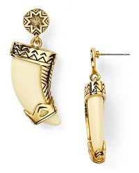 Vintage with a modern edge. House of Harlow 1960's engraved brass and white resin horn-shaped stud earrings lend every look a cool tribal-inspired touch. Vintage with a modern edge. House of Harlow 1960's engraved brass and white resin horn-shaped stud earrings lend every look a cool tribal-inspired touch.