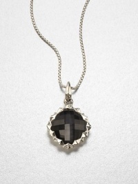 From the Superstud Collection. The stunning pendant that hangs from this sterling silver box chain combines faceted layers of clear quartz crystal and dramatic cat's eye, framed in a silver setting of spiked studs.Clear quartz crystalCat's eyeSterling silverChain length, about 18Pendant diameter, about 1.5Lobster claspImported From the Superstud Collection. The stunning pendant that hangs from this sterling silver box chain combines faceted layers of clear quartz crystal and dramatic cat's eye, framed in a silver setting of spiked studs.Clear quartz crystalCat's eyeSterling silverChain length, about 18Pendant diameter, about 1.5Lobster claspImported