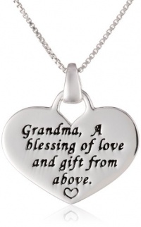 Sterling Silver Grandma, A Blessing Of Love and Gift From Above Reversible Heart Pendant Necklace, 18 Sterling Silver Grandma, A Blessing Of Love and Gift From Above Reversible Heart Pendant Necklace, 18