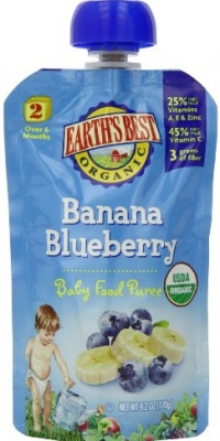 Earth's Best Organic Banana Blueberry Puree, 4.2 Ounce Pouches (Pack of 12) Earth's Best Organic Banana Blueberry Puree, 4.2 Ounce Pouches (Pack of 12)
