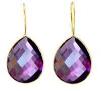 18KT Gold Vermeil Amethyst Teardrop Earrings 925 Sterling Silver Bezel Set Gemstone Drops, Kyle Richards 18KT Gold Vermeil Amethyst Teardrop Earrings 925 Sterling Silver Bezel Set Gemstone Drops, Kyle Richards