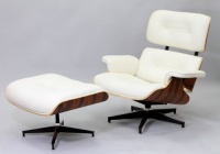 LexMod Eaze Lounge Chair in White Leather and Palisander Wood LexMod Eaze Lounge Chair in White Leather and Palisander Wood