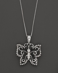 Diamond Butterfly Pendant Necklace in 14K White Gold and Black Rhodium, 0.15 ct. t.w. Diamond Butterfly Pendant Necklace in 14K White Gold and Black Rhodium, 0.15 ct. t.w.