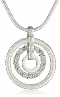 Nine West Linked In Silver-Tone Crystal Orbital Pendant Necklace