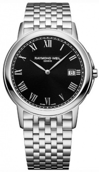 Raymond Weil Tradition Slim Stainless Steel Mens Watch Date Black Dial 5466-ST-00208 Raymond Weil Tradition Slim Stainless Steel Mens Watch Date Black Dial 5466-ST-00208