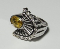 ERTE LA MER STERLING SILVER BLACK/YELLOW RING SWAROVSKI CRYSTALS TOPAZ STONE (8) ERTE LA MER STERLING SILVER BLACK/YELLOW RING SWAROVSKI CRYSTALS TOPAZ STONE (8)
