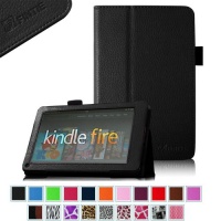 FINTIE (Black) Slim Fit Folio Stand Leather Case for Amazon Kindle Fire 7 Tablet -10 Color Options (does not fit Kindle Fire HD) FINTIE (Black) Slim Fit Folio Stand Leather Case for Amazon Kindle Fire 7 Tablet -10 Color Options (does not fit Kindle Fire HD)