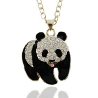 Gold-Tone Squabby Panda Necklace Pendant with Clear Swarovski Elements Crystal Gold-Tone Squabby Panda Necklace Pendant with Clear Swarovski Elements Crystal