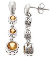 CleverEve Designer Series Round Genuine Citrine Triple Graduated Drop November Birthstone Sterling Silver Earring CleverEve Designer Series Round Genuine Citrine Triple Graduated Drop November Birthstone Sterling Silver Earring