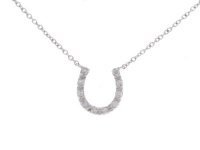 Tressa Sterling Silver CZ Lined Horseshoe Necklace with 16 inch Link Chain Tressa Sterling Silver CZ Lined Horseshoe Necklace with 16 inch Link Chain