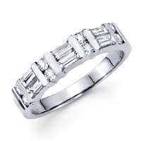 Diamond Wedding Band 14k White Gold Anniversary Ring Bar Set (3/4 CTW), Size 8.5 Diamond Wedding Band 14k White Gold Anniversary Ring Bar Set (3/4 CTW), Size 8.5