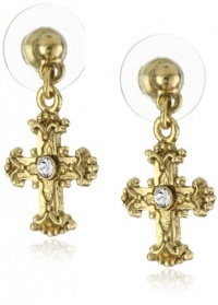 The Vatican Library Collection Gold-Tone Adorned Cross Earrings