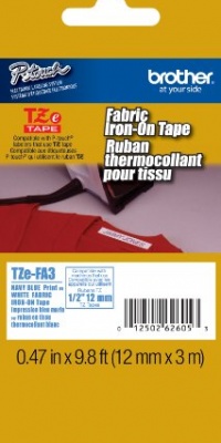 Brother Fabric 1/2 Inch Iron-On Tape - Retail Packaging, Navy Blue on White (TZeFA3) - Retail Packaging Brother Fabric 1/2 Inch Iron-On Tape - Retail Packaging, Navy Blue on White (TZeFA3) - Retail Packaging