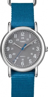 Timex Women's T2N913 Weekender Mid-Size Slip-Thru Blue Nylon Strap Watch Timex Women's T2N913 Weekender Mid-Size Slip-Thru Blue Nylon Strap Watch