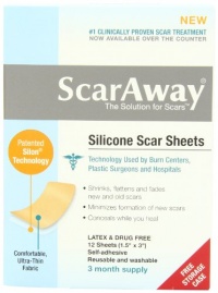 ScarAway Professional Grade Silicone Scar Treatment Sheets - Full Dr. Recommended 12 Week Supply 12 Multi-Use Patches with Free Storage Case Included ScarAway Professional Grade Silicone Scar Treatment Sheets - Full Dr. Recommended 12 Week Supply 12 Multi-Use Patches with Free Storage Case Included