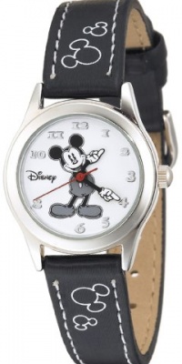 Disney Women's MK1006 Mickey Mouse White Dial Black Strap Watch Disney Women's MK1006 Mickey Mouse White Dial Black Strap Watch