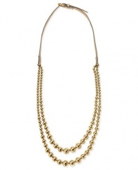 Michael Kors Gold-Tone Leather Bead 2-Row Necklace Michael Kors Gold-Tone Leather Bead 2-Row Necklace