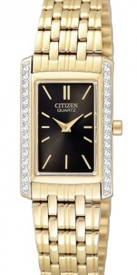 Citizen Quartz Rectangular Black Dial Women's Watch - EK1122-50E Citizen Quartz Rectangular Black Dial Women's Watch - EK1122-50E