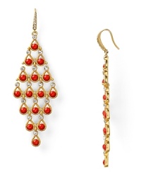 Carolee's bold jewels are in perfect step with fashion's love of statement baubles. Introduce a colorful pop into your collection with this shapely pair of coral chandelier earrings. Carolee's bold jewels are in perfect step with fashion's love of statement baubles. Introduce a colorful pop into your collection with this shapely pair of coral chandelier earrings.